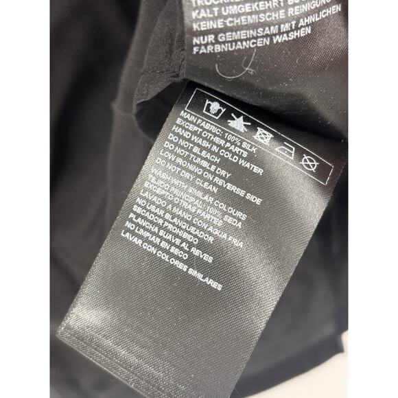 Ba&sh Button Up Shirt Womens Small Black Long Sleeves 100% Silk Collared V Neck - Picture 8 of 16